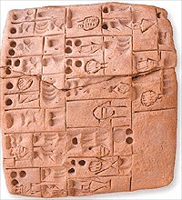 Taula d'escriptura cuneiforme Sumèria (ca. 3200 AEC)